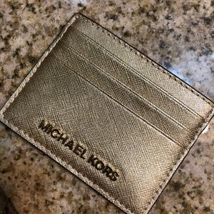 Michael Kors gold shimmer card holder